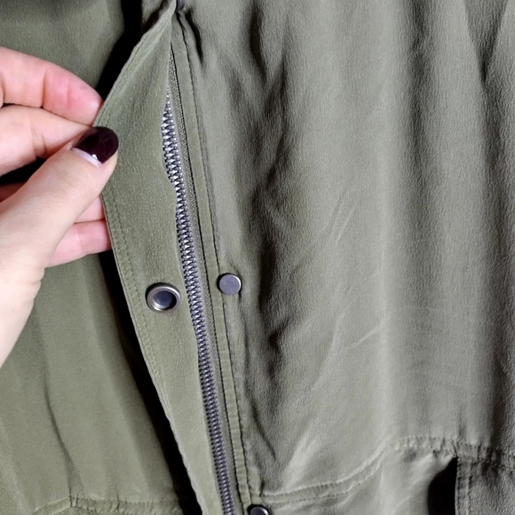 Eileen fisher silk crepe green full zip jacket sz L - Picture 5 of 10